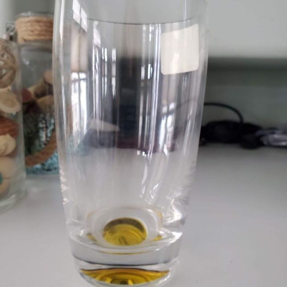 Kate Spade Summer Circle Full Lead Crystal Highball Glass Yellow New Set of 4
